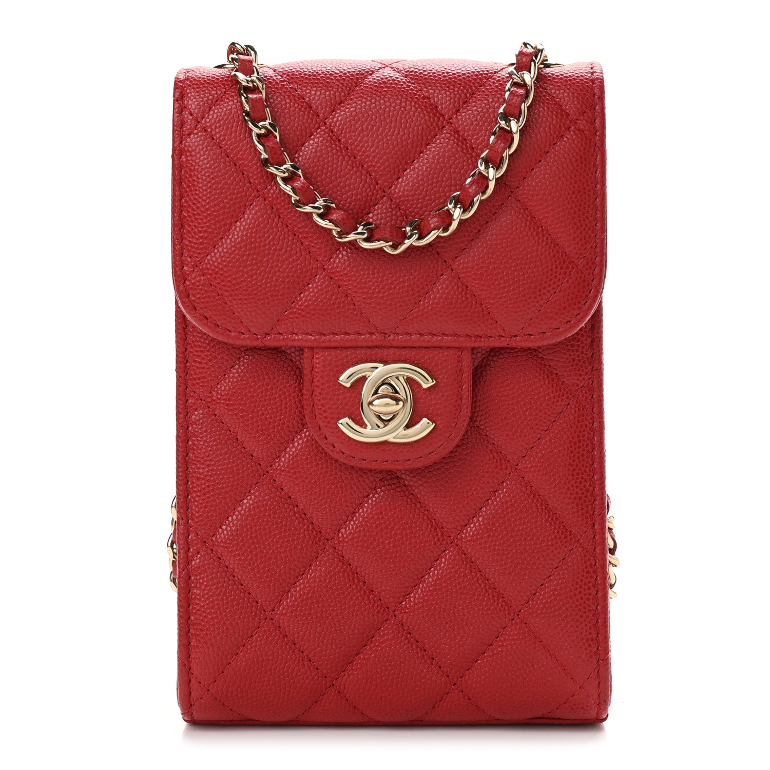 Chanel Caviar Quilted Classic Phone Holder Red 1 of 11