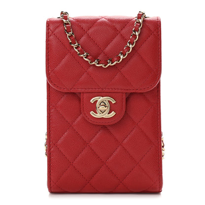 Chanel Caviar Quilted Classic Phone Holder Red 1 of 11