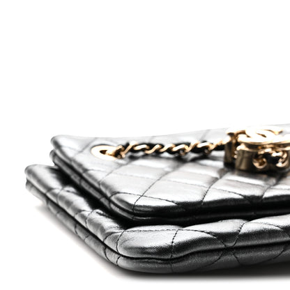 Chanel Shiny Lambskin Quilted Medium Double Case With Strap Black 10 of 11