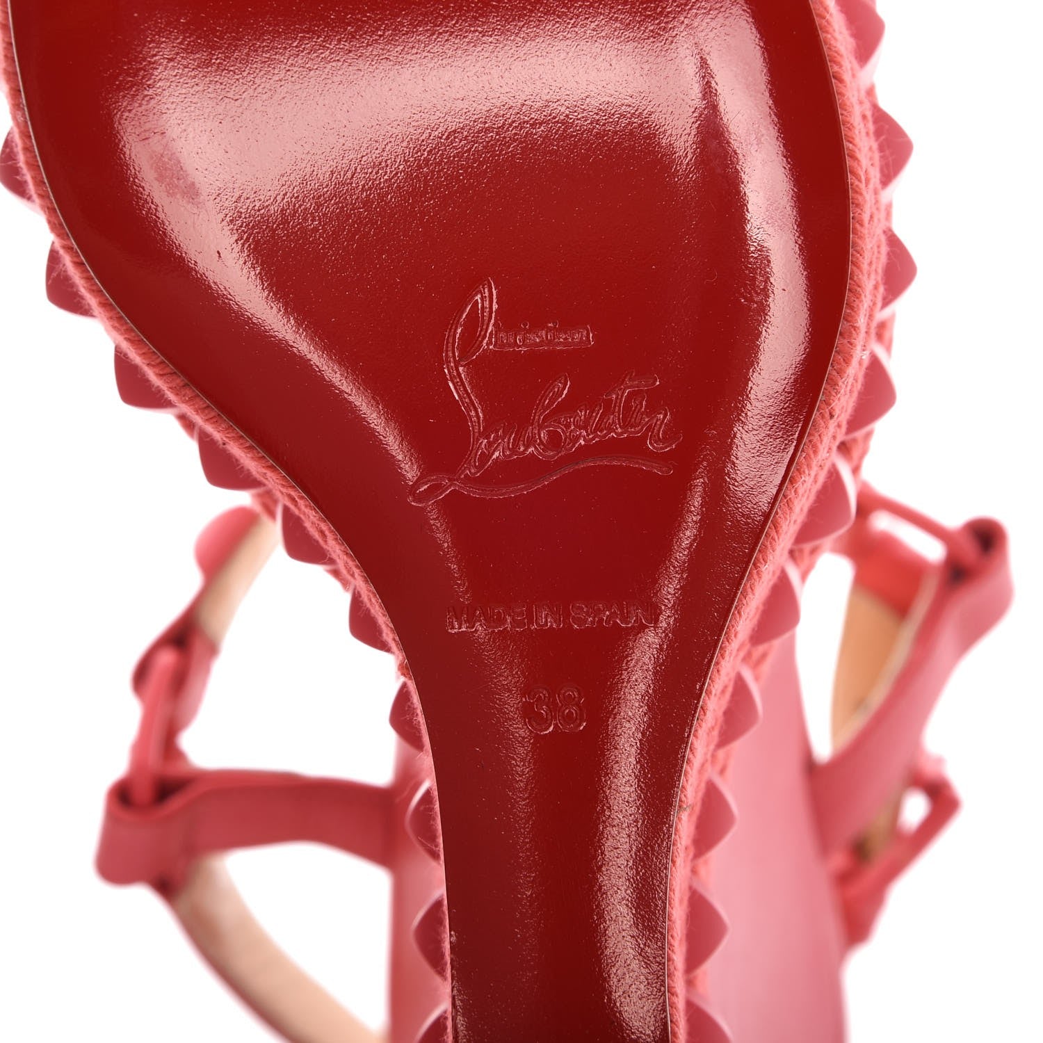Christian Louboutin Calfskin Rope Cataclou 140 Wedge Sandals 38 Framboisine 6 of 8