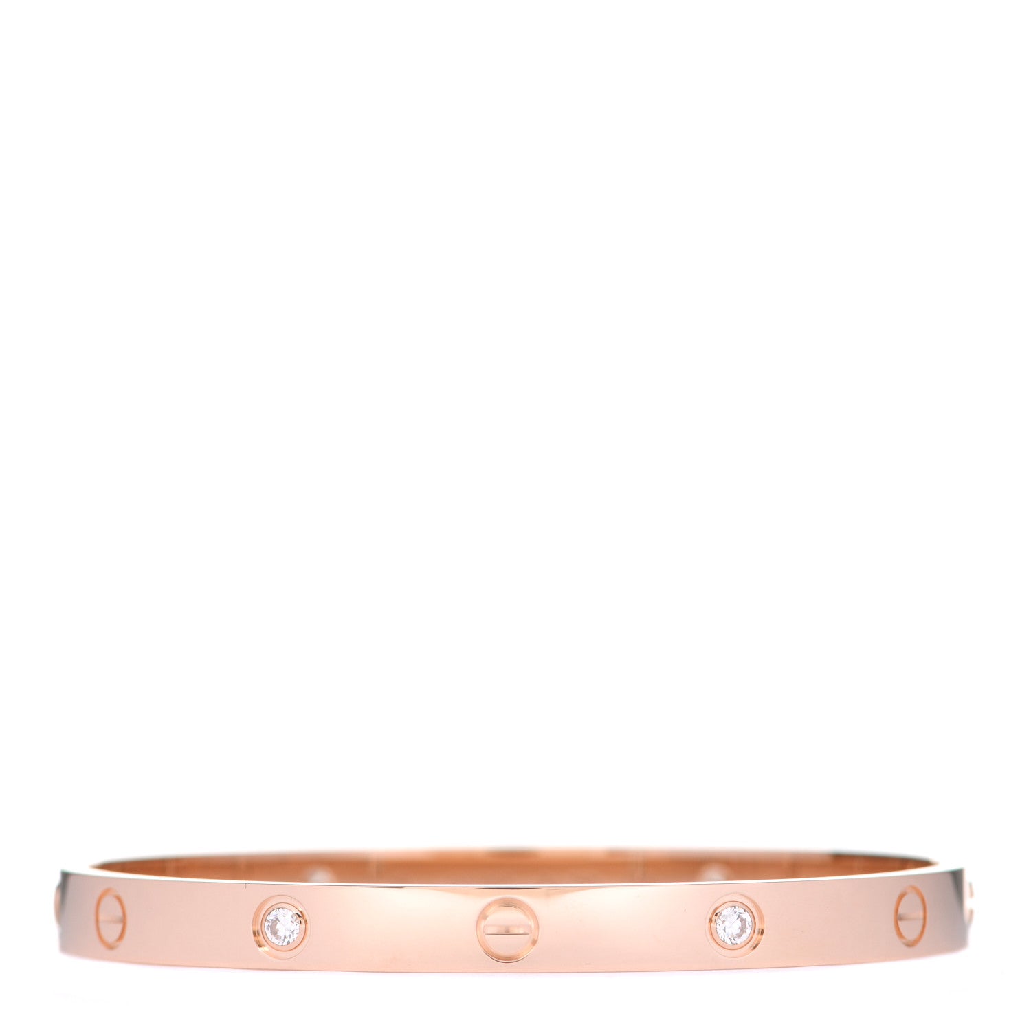 Cartier 18K Pink Gold 4 Diamond LOVE Bracelet 19 1 of 8