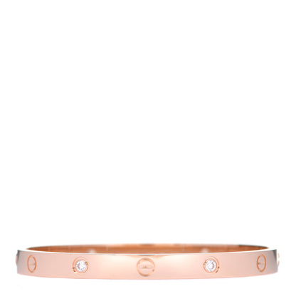 Cartier 18K Pink Gold 4 Diamond LOVE Bracelet 19 1 of 8