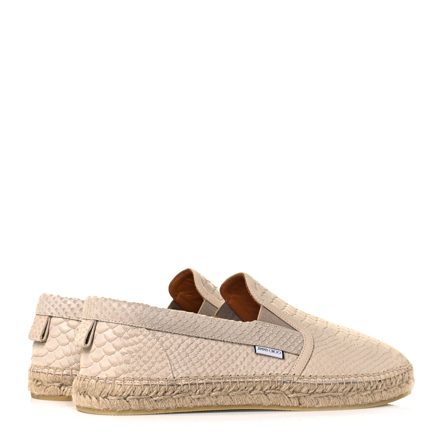 Calfskin Snake Embossed Mens Espadrilles 43 Beige