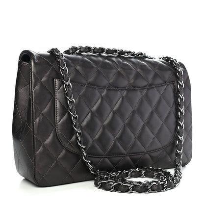 Chanel Metallic Lambskin Quilted Jumbo Single Flap Dark Grey 2 of 8