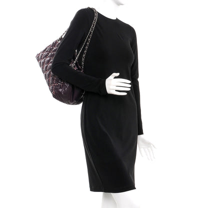 Chanel Nylon Quilted Tweed Stitch Bubble Tote Plum 2 of 7