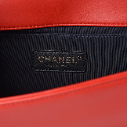 Chanel Lambskin Embossed Medium Boy Cube Flap Red 6 of 9