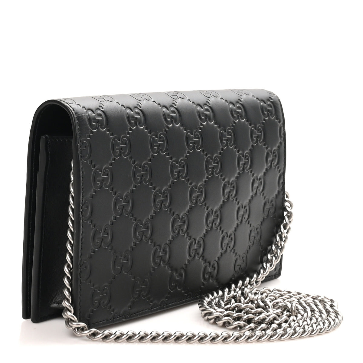 Gucci Guccissima Signature Bowy Chain Wallet Black 2 of 9