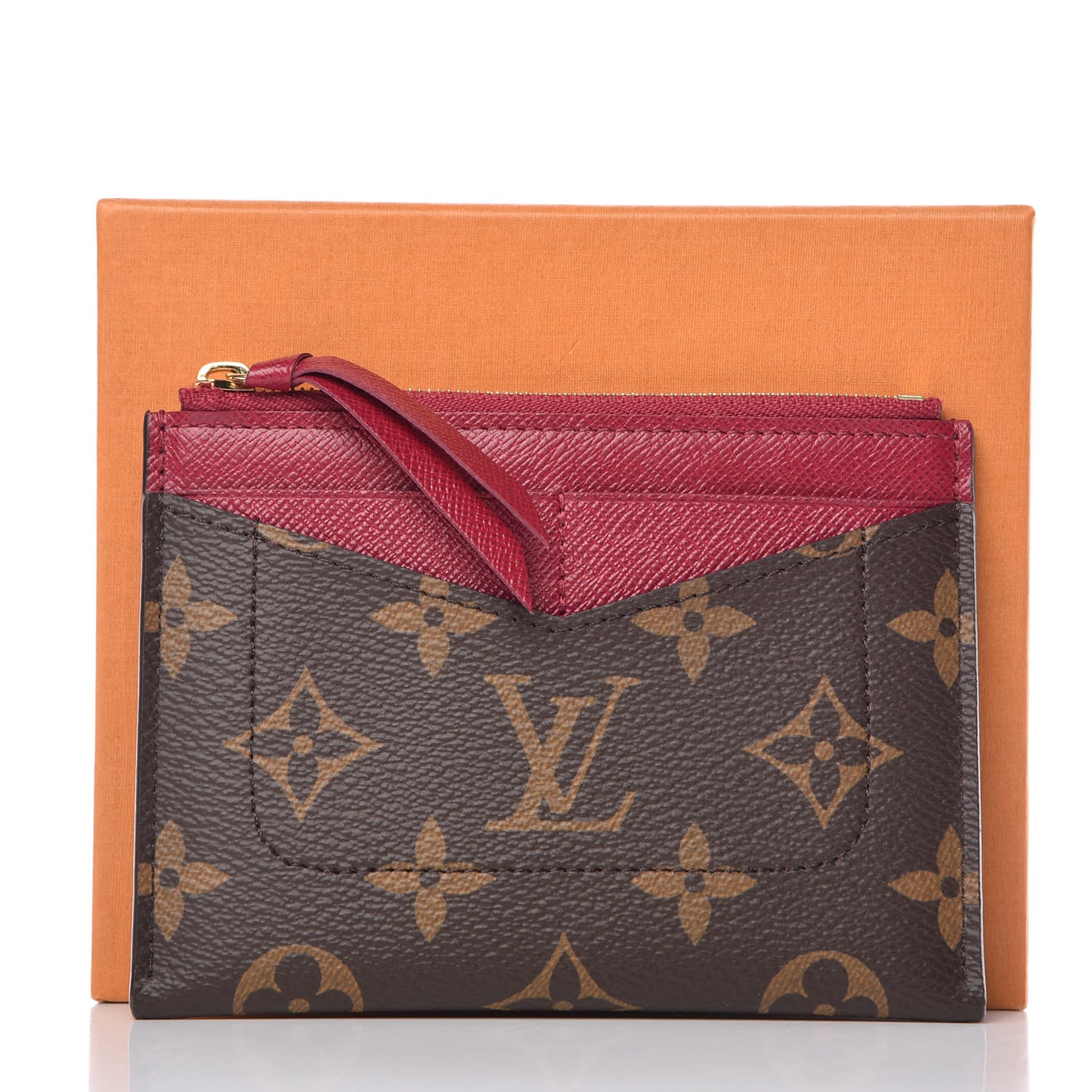 Monogram Zipped Card Holder Fuchsia