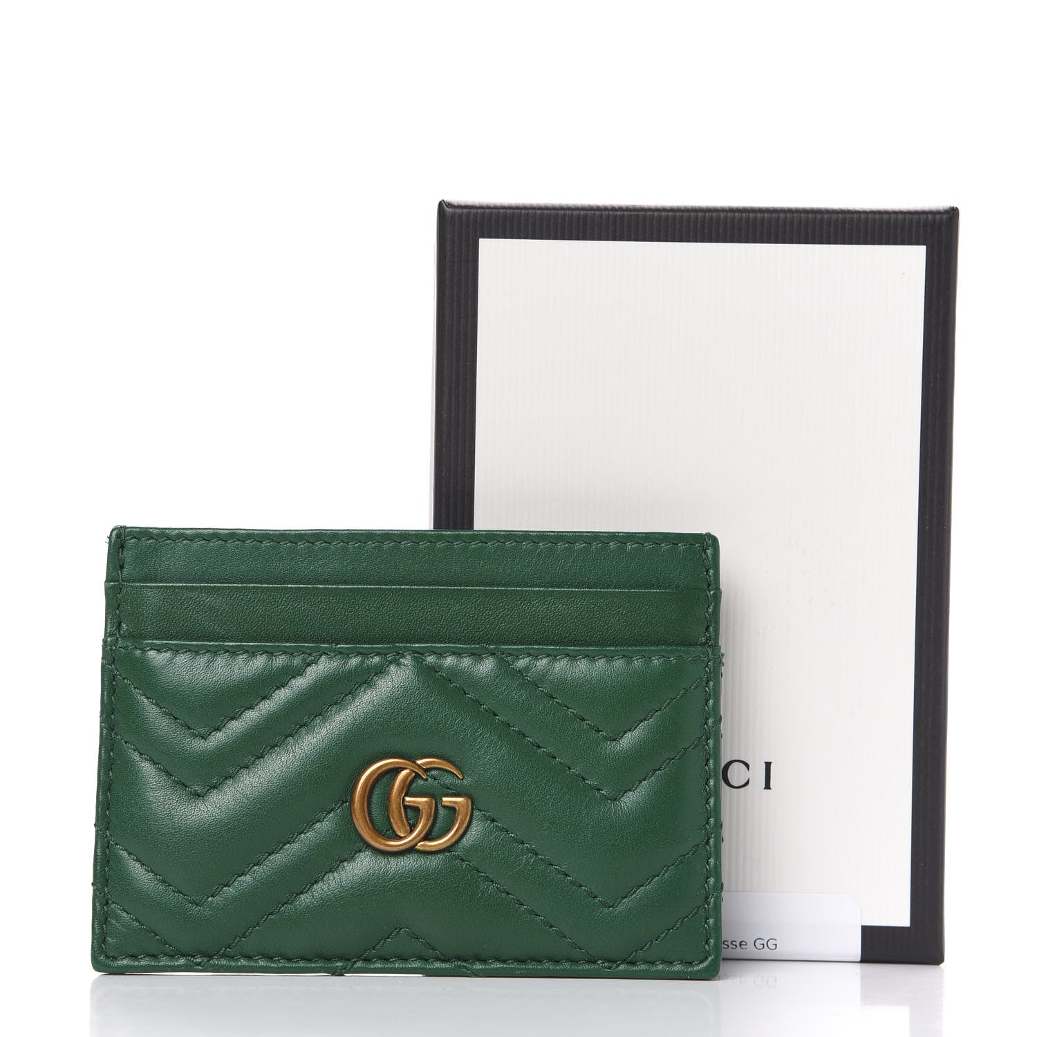 Gucci Calfskin Matelasse GG Marmont Card Holder Emerald Green 7 of 7