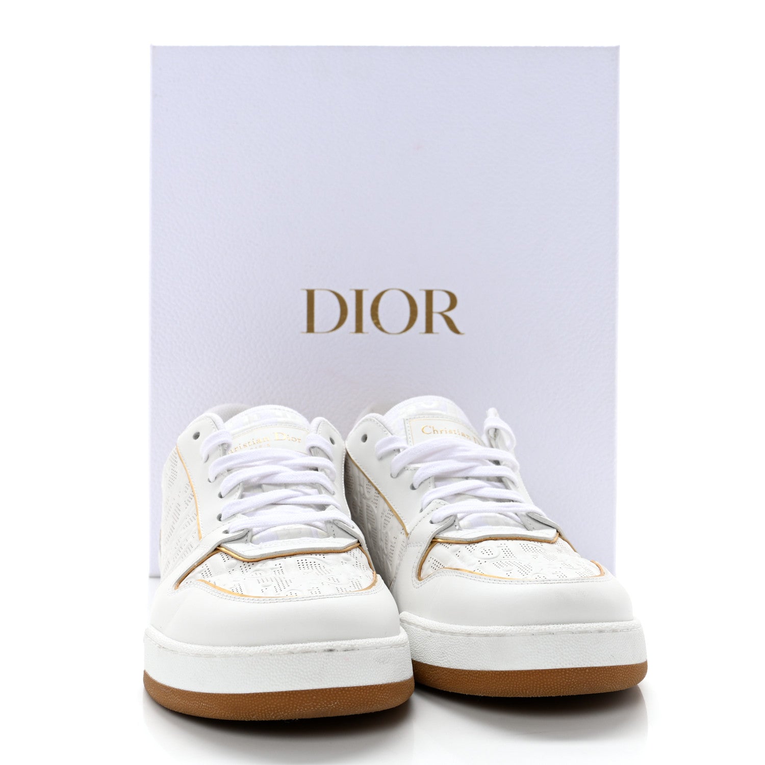 Christian Dior Calfskin Oblique Laser Perforated Dior One Low Sneakers 39.5 Off White Gold 15 of 15