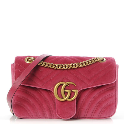 Gucci Velvet Matelasse Small GG Marmont Shoulder Bag Light Raspberry Rose 1 of 8