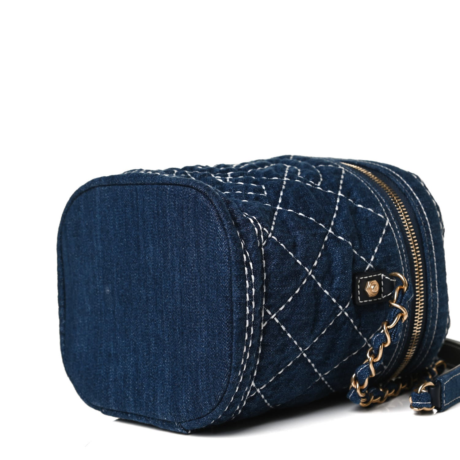 Chanel Denim Quilted Denim Trip Vanity Cosmetic Case Blue 9 of 11