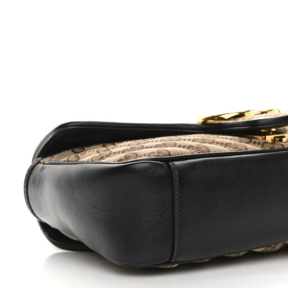 Gucci Monogram Matelasse Diagonal Small GG Marmont Shoulder Bag Beige Black 9 of 10