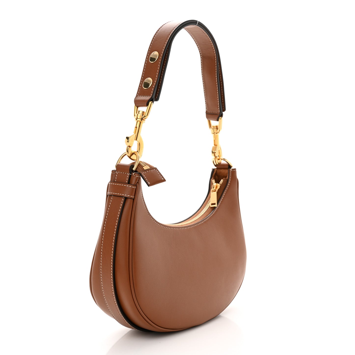 Smooth Calfskin Medium Strap Ava Shoulder Bag Tan