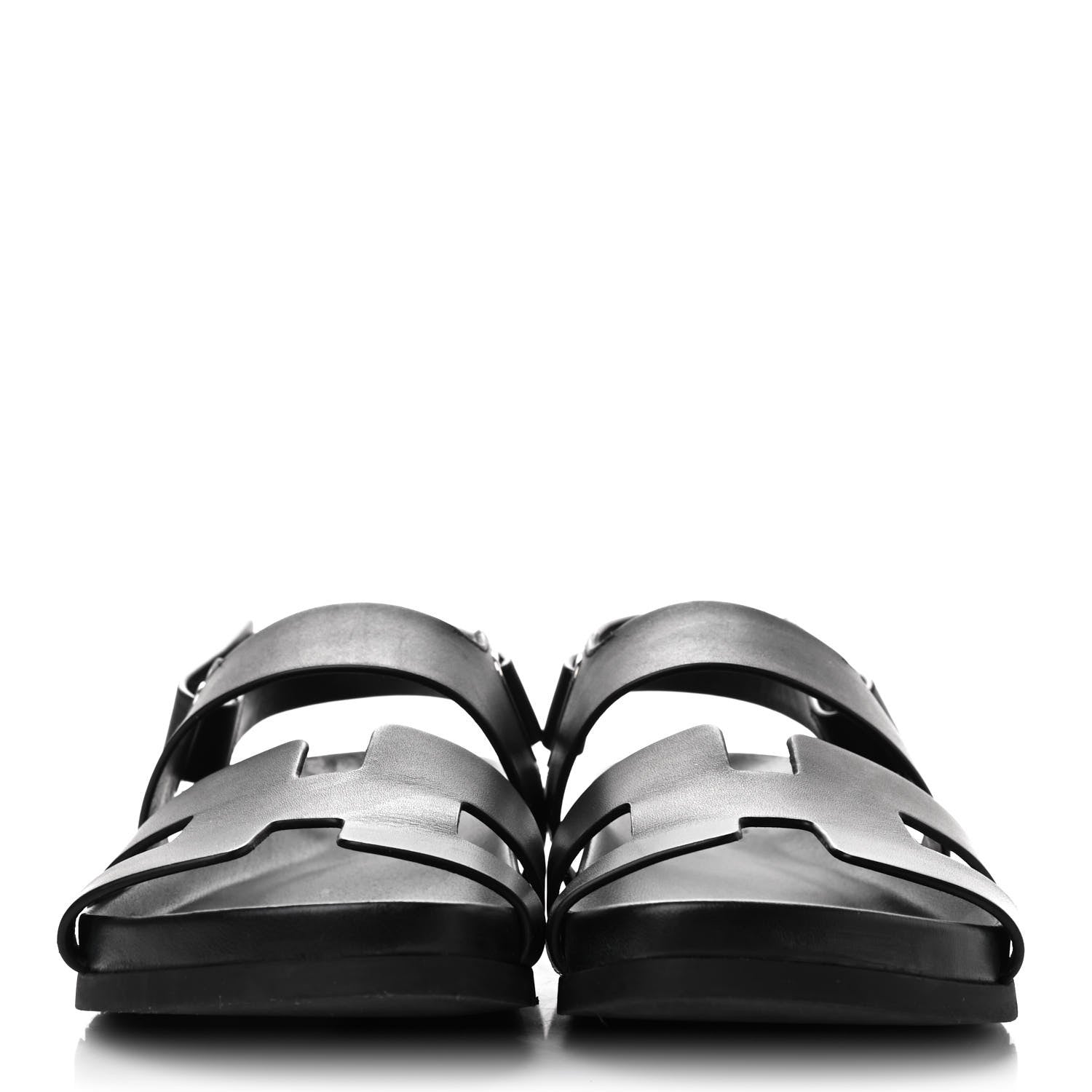 Hermes Calfskin Womens Takara Sandals 37 Black 2 of 9