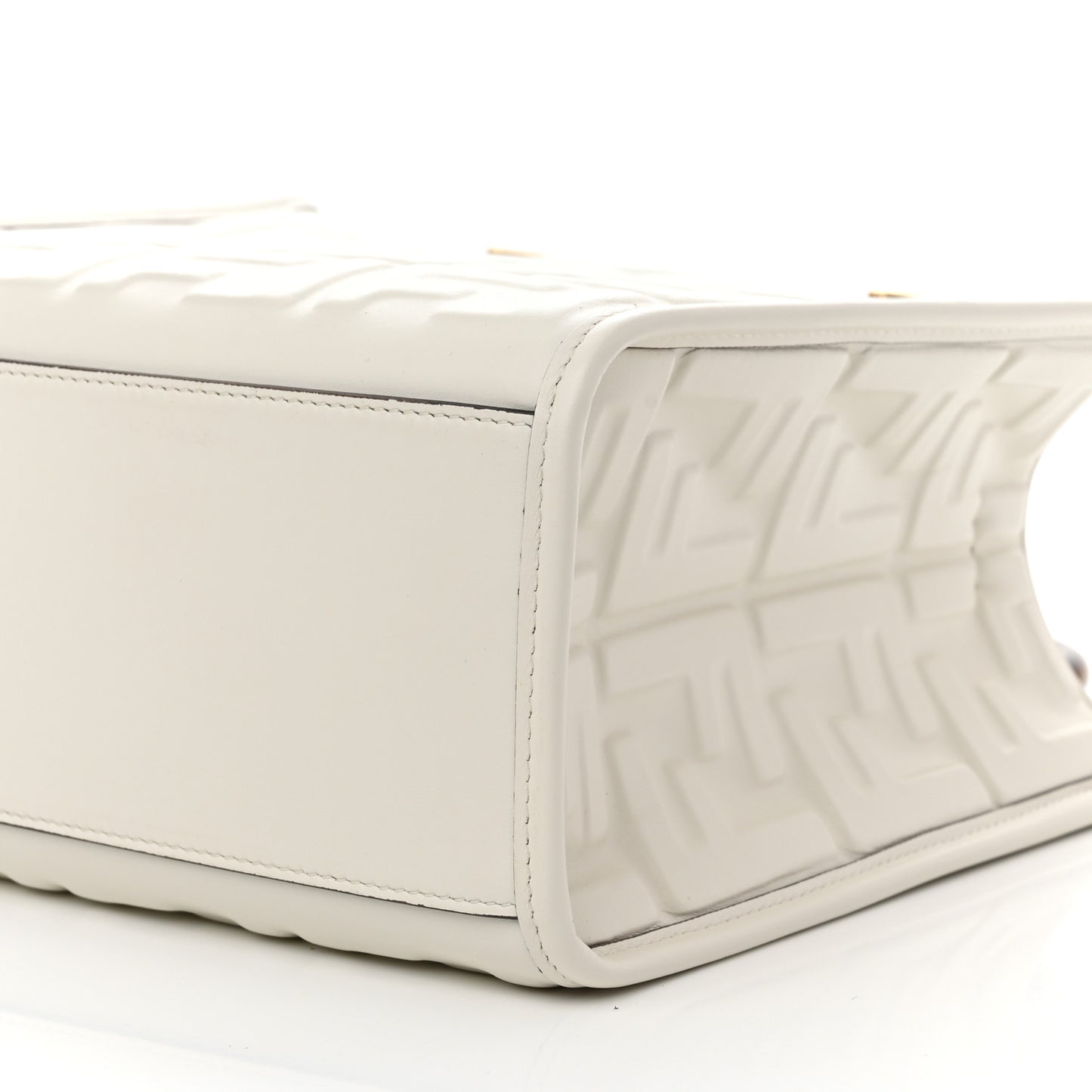 Vitello Plexiglass FF Embossed Small Fendi Sunshine Shopper Tote White