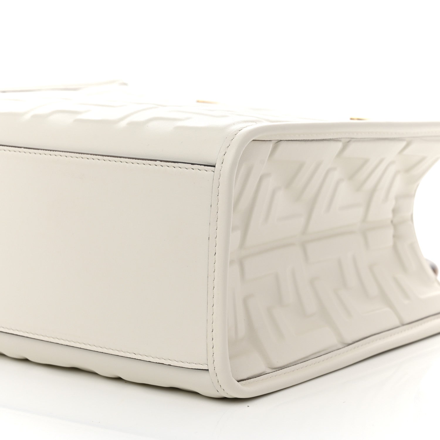 Fendi Vitello Plexiglass FF Embossed Small Fendi Sunshine Shopper Tote White 11 of 12