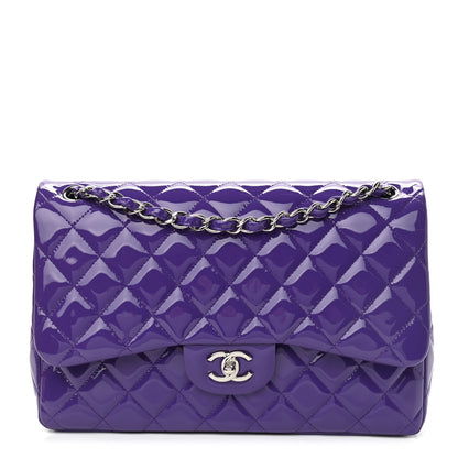 Chanel Patent Calfskin Quilted Jumbo Double Flap Purple 1 of 10