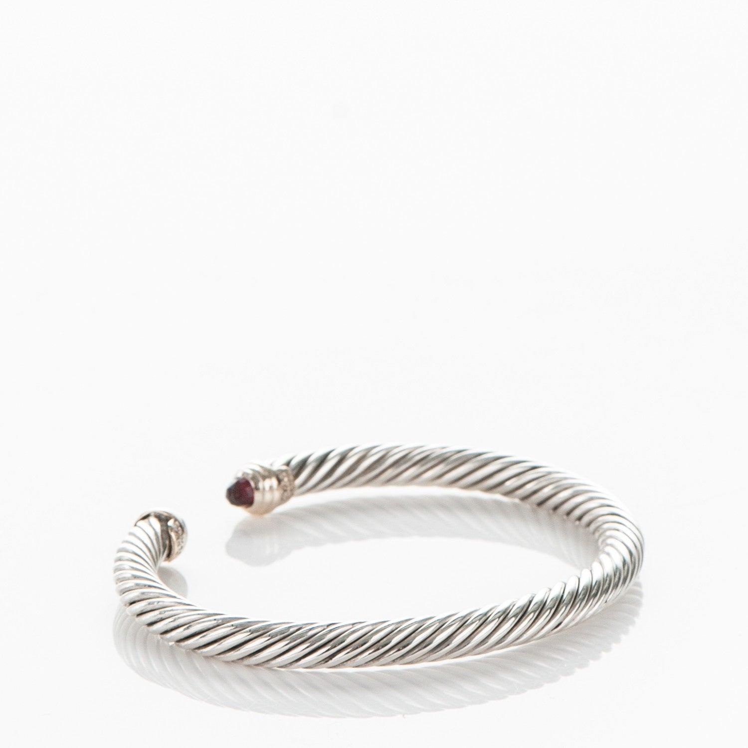 David Yurman Sterling Silver 14K Yellow Gold Garnet 5mm Cable Classics Petite Color Bracelet 3 of 4