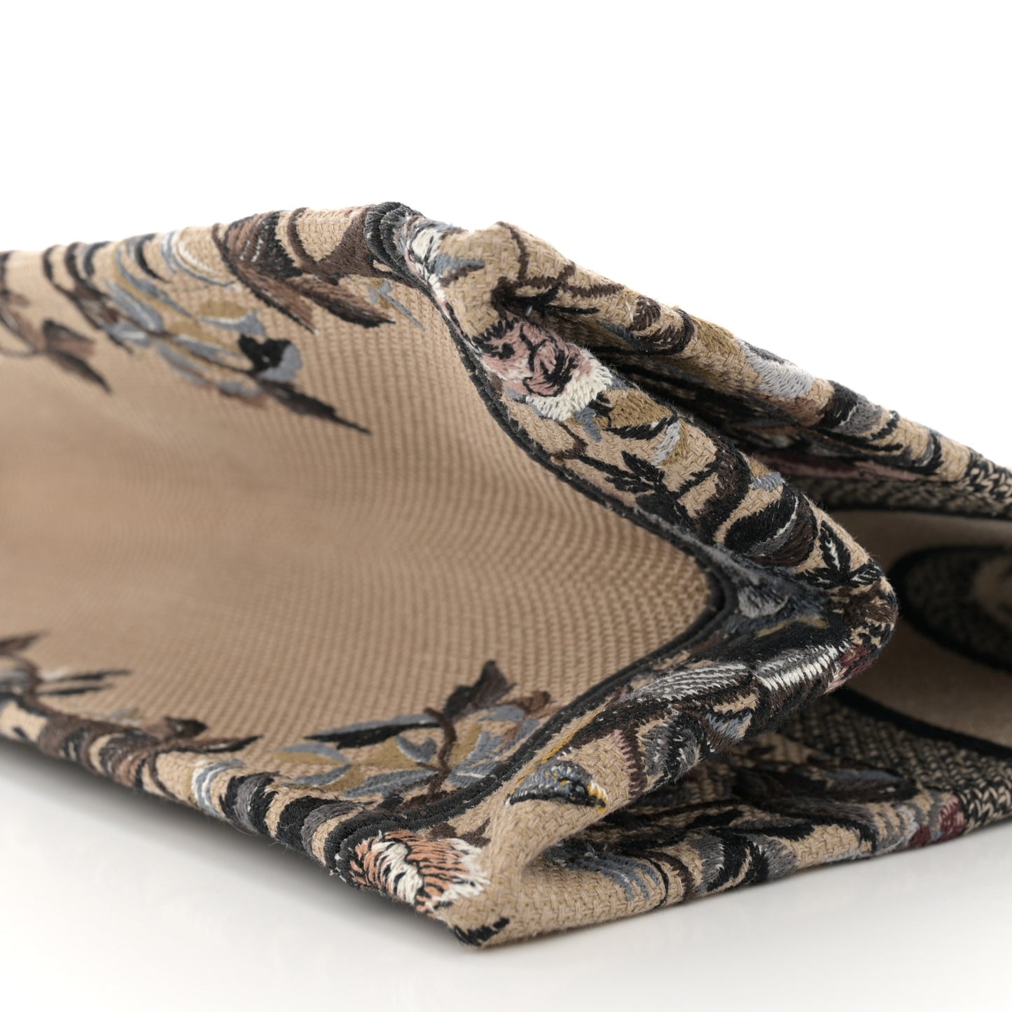 Canvas Embroidered Jardin D'Hiver Medium Book Tote Beige Multicolor