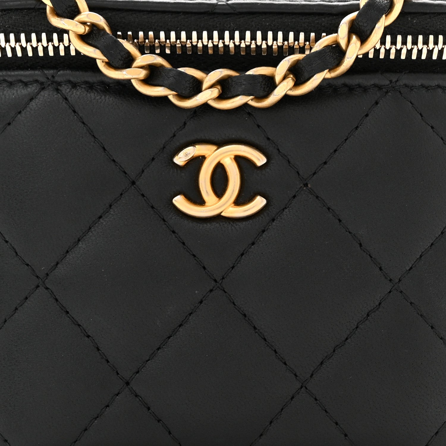Chanel Lambskin Quilted Mini Pearl Crush Vanity Case With Chain Black 8 of 11