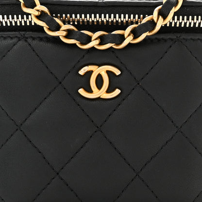 Chanel Lambskin Quilted Mini Pearl Crush Vanity Case With Chain Black 8 of 11