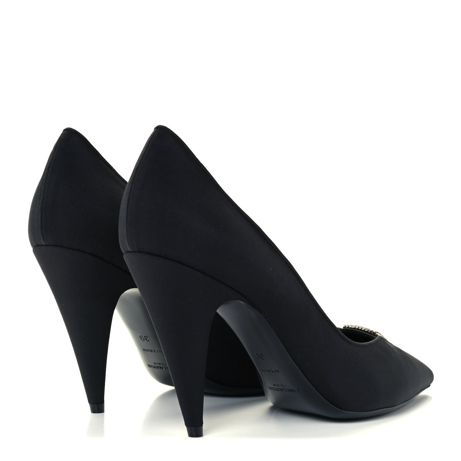 Saint Laurent Crystal Embellished Faille Paris 95 Pumps 38 Black 4 of 11