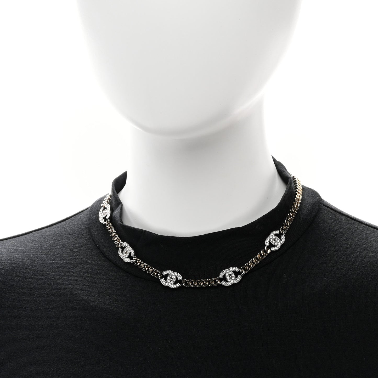 Crystal Chain CC Link Choker Gold Silver