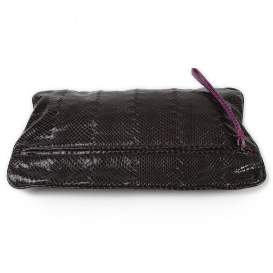 Ayers Snakeskin Flat Clutch Plum