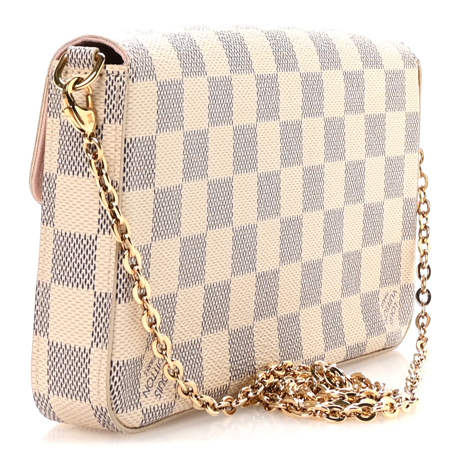 Louis Vuitton Damier Azur Pochette Felicie Chain Wallet Rose Ballerine 4 of 11