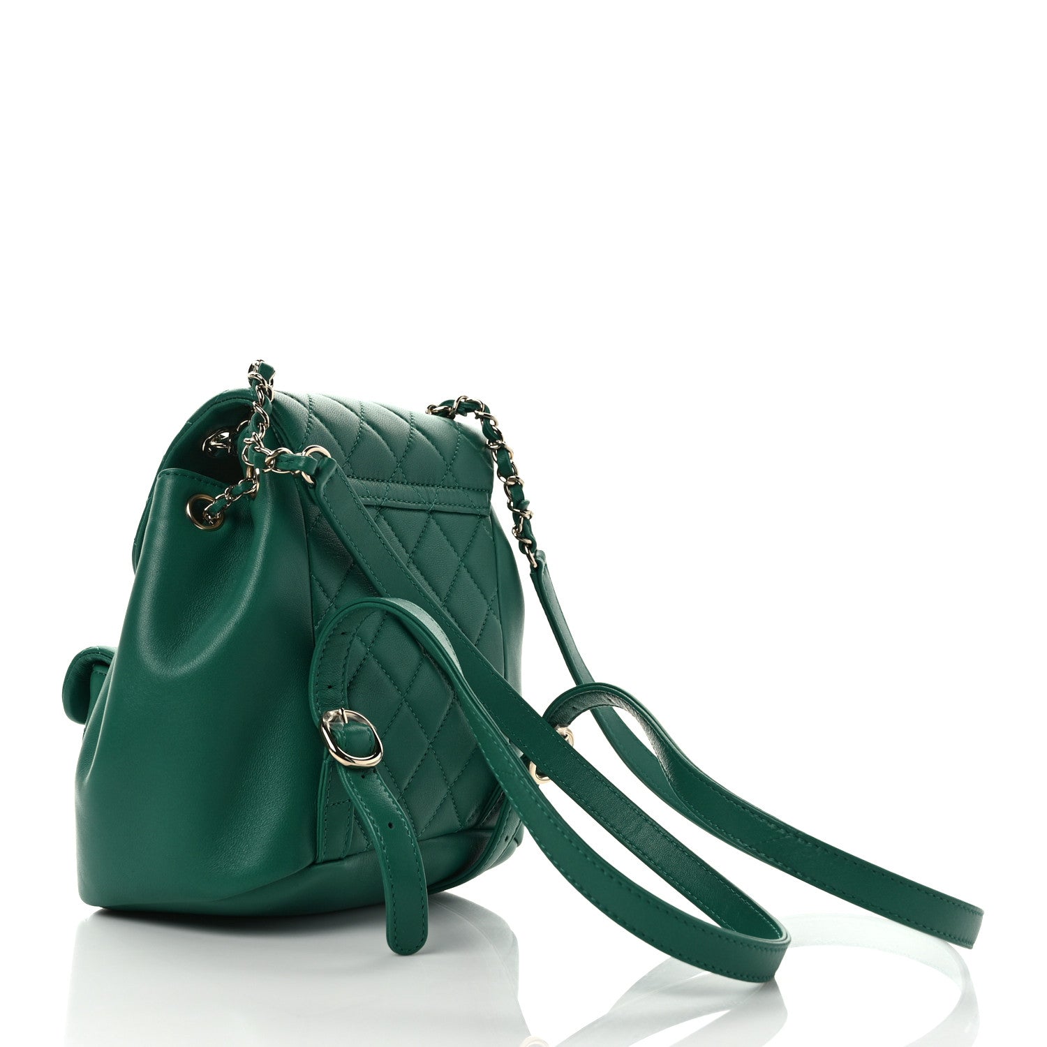Chanel Lambskin Quilted Small Duma Drawstring Backpack Green 3 of 9