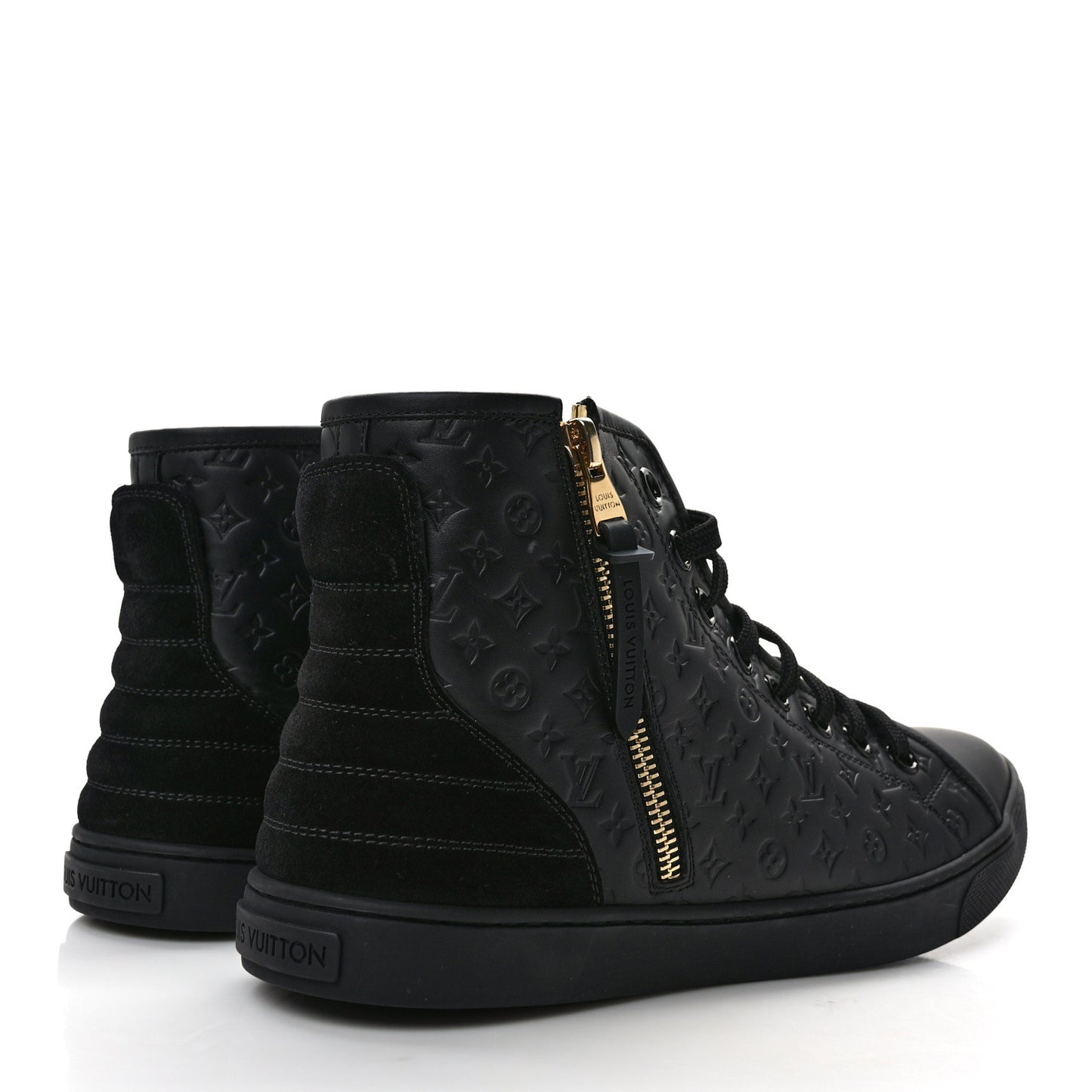 Calfskin Embossed Monogram Punchy High Top Sneakers 40 Black
