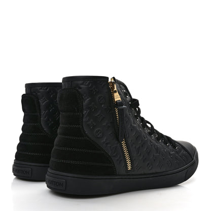 Louis Vuitton Calfskin Embossed Monogram Punchy High Top Sneakers 40 Black 4 of 9