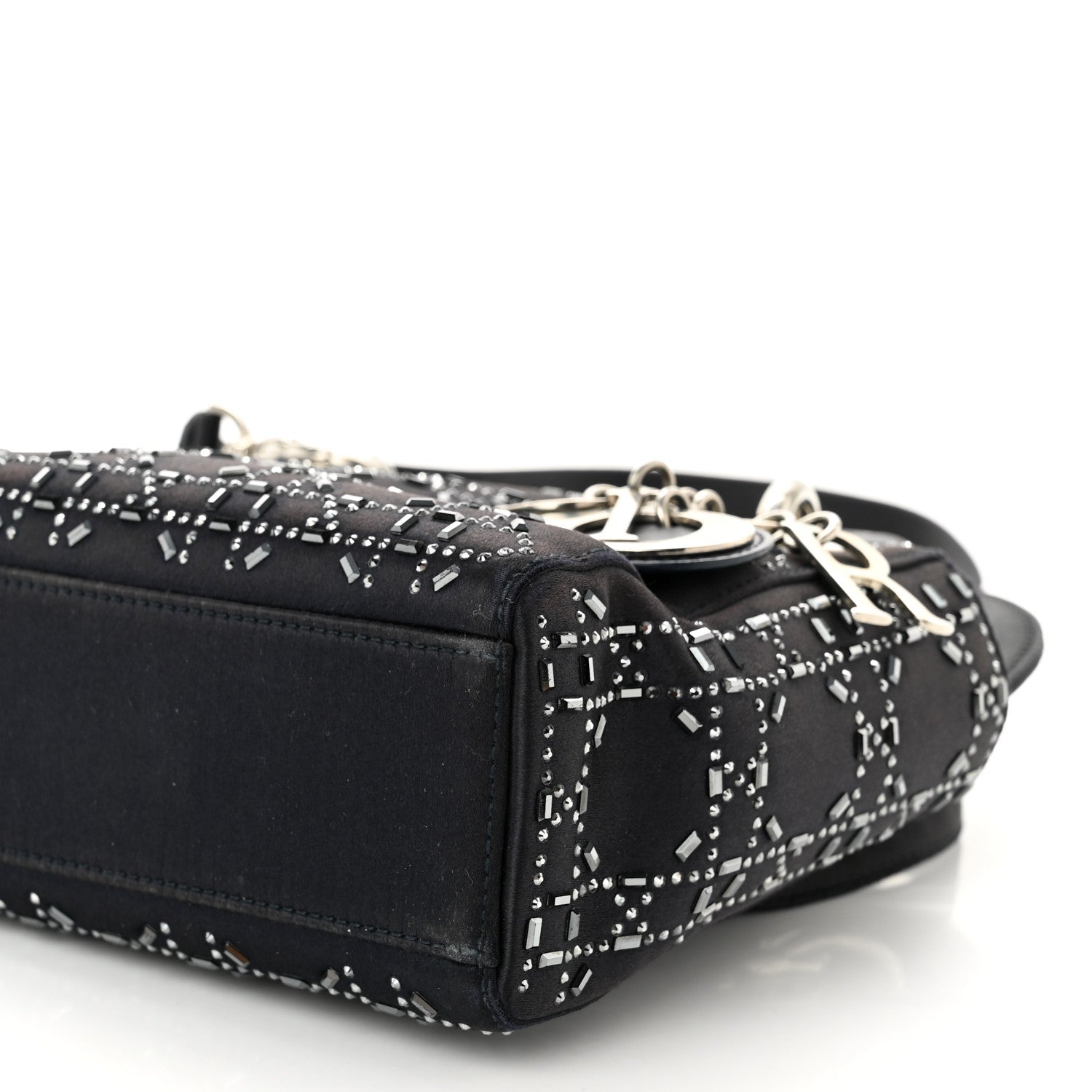 Christian Dior Satin Crystal Cannage Mini Lady Dior Navy 10 of 10