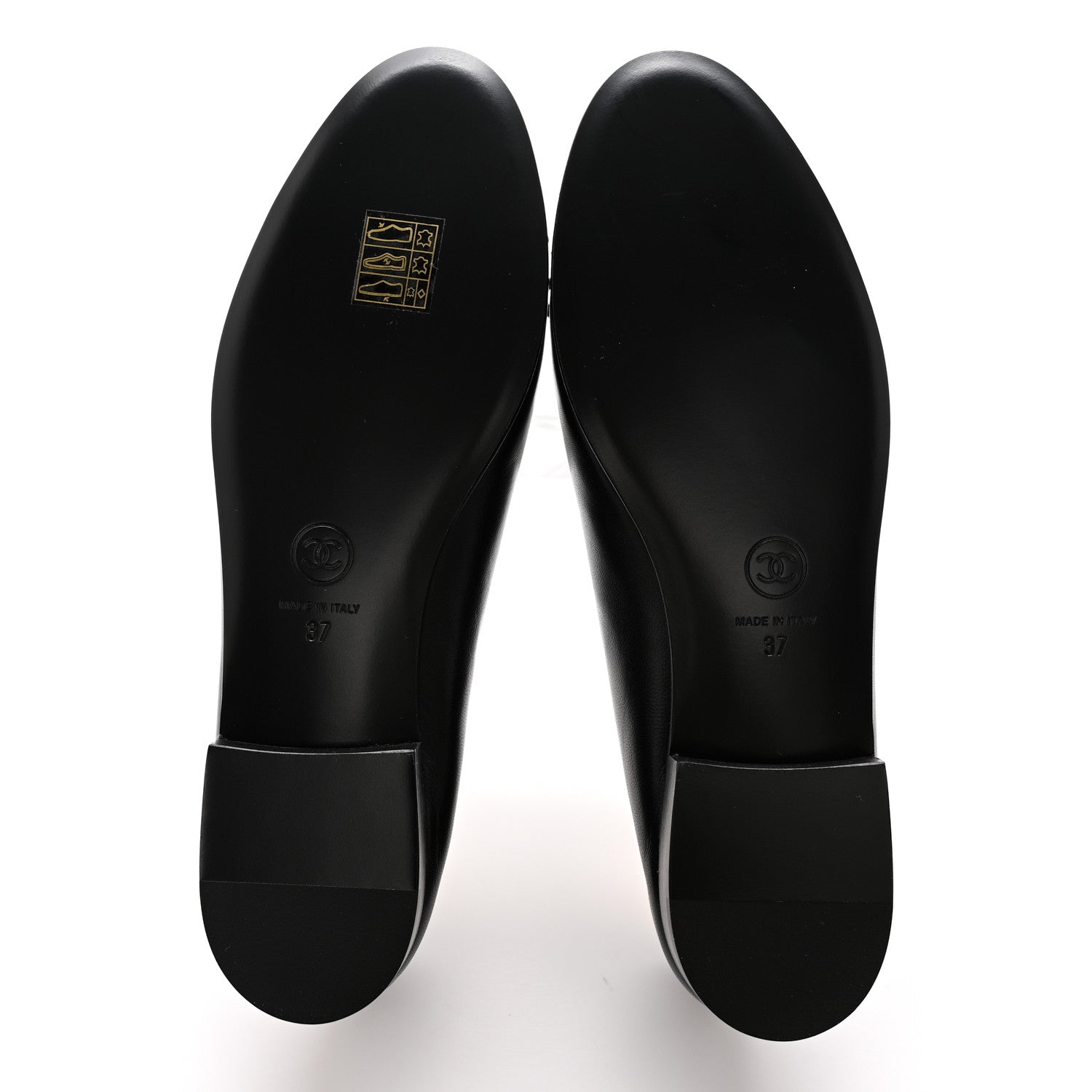Chanel Lambskin Patent Cap Toe CC Ballerina Flats 37 Black 5 of 12