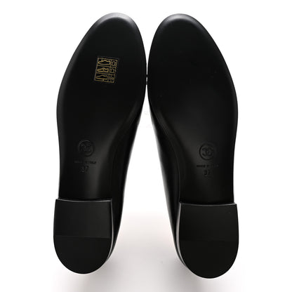Chanel Lambskin Patent Cap Toe CC Ballerina Flats 37 Black 5 of 12
