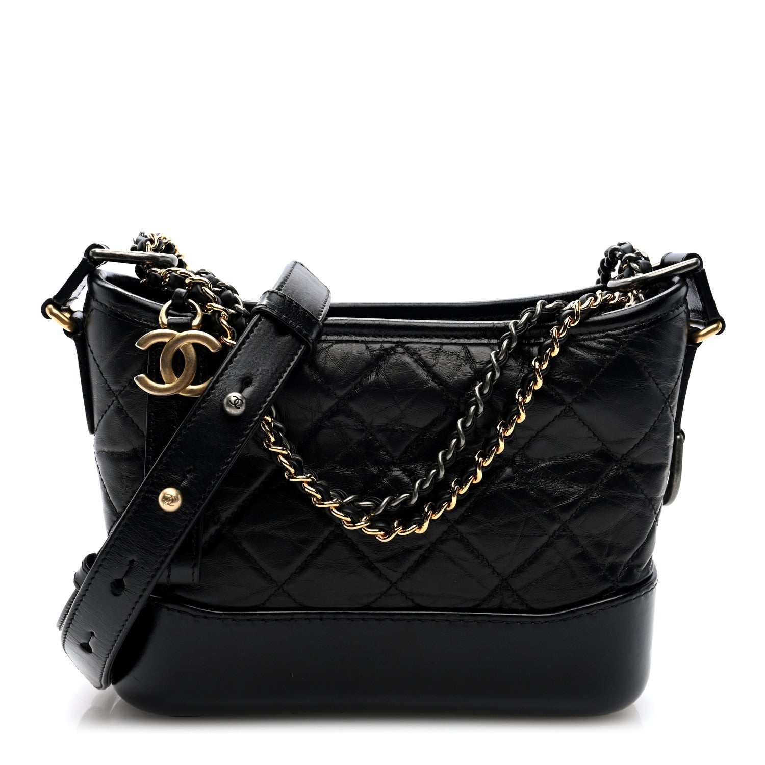 Chanel Aged Calfskin Quilted Small Gabrielle Hobo Black 1 of 10