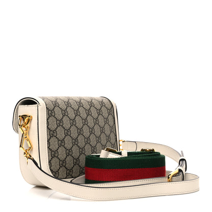 Gucci GG Supreme Monogram Web Mini Horsebit 1955 Shoulder Bag Beige Mystic White 3 of 10