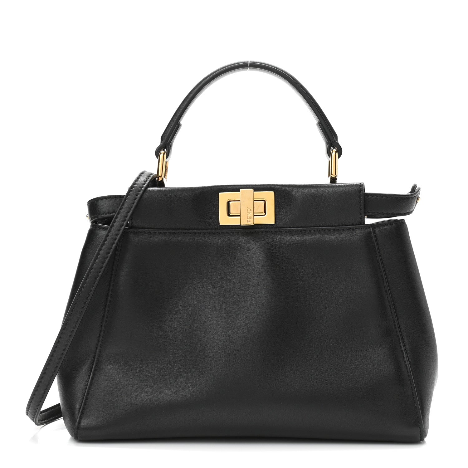 Fendi Nappa Mini Peekaboo Iconic Satchel Black 1 of 11