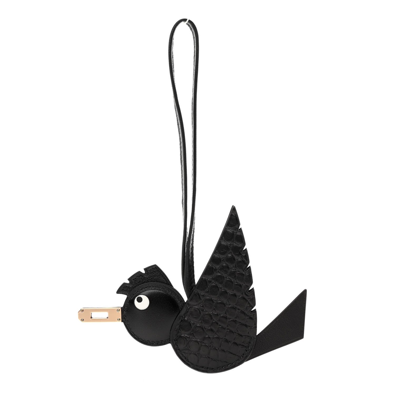 Hermes Swift Alligator Birdy Bag Charm Black 1 of 5