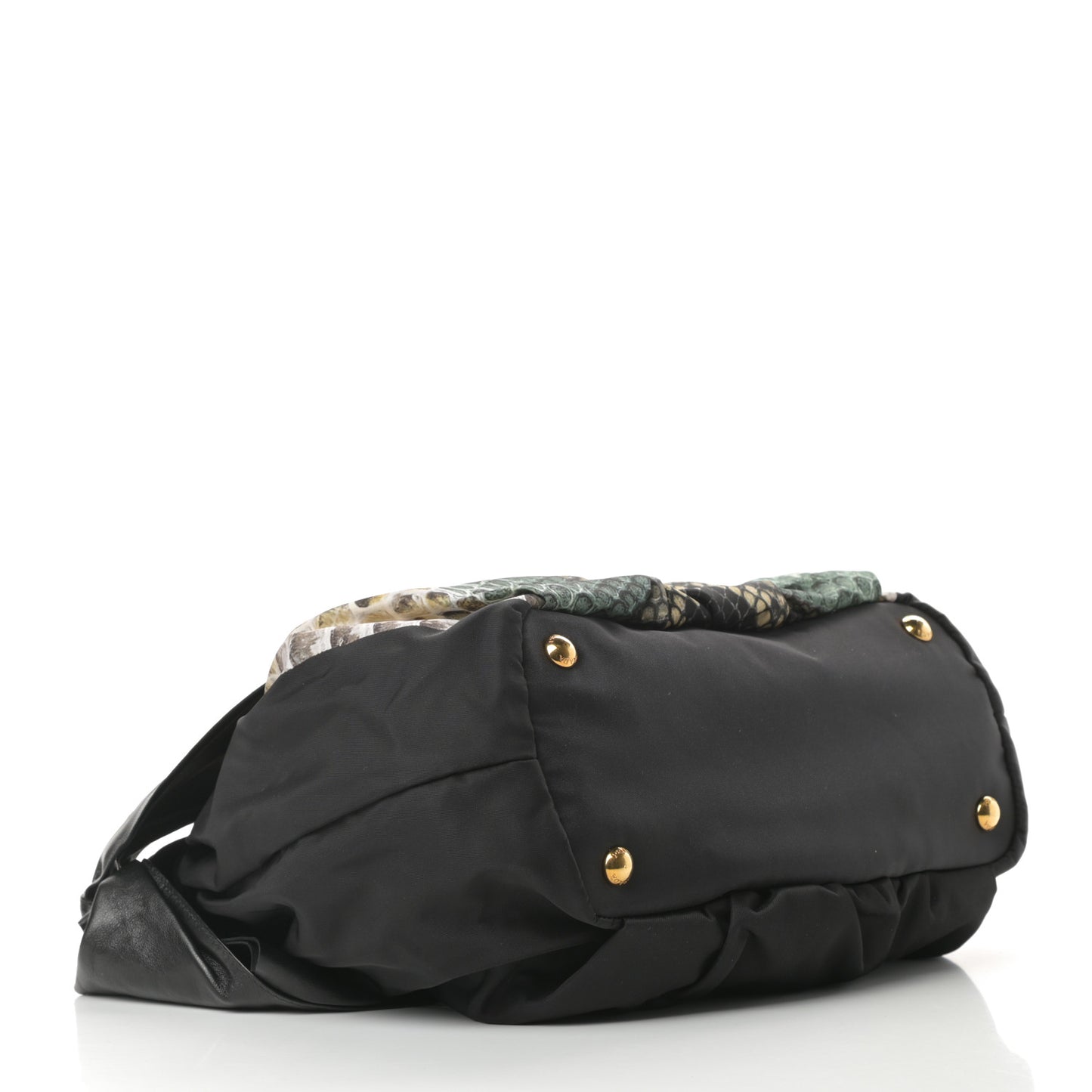 Nylon Python Print Large Bow Bag Verde