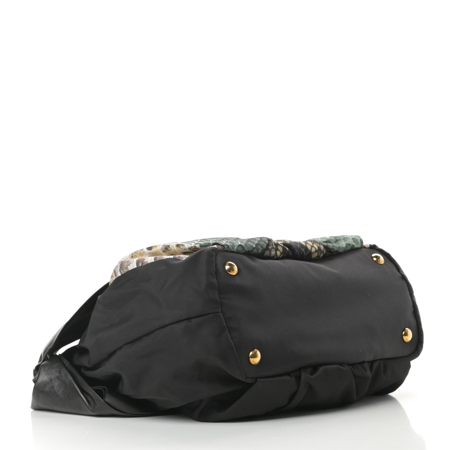 Prada Nylon Python Print Large Bow Bag Verde 4 of 11