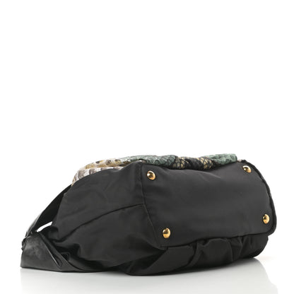 Prada Nylon Python Print Large Bow Bag Verde 4 of 11