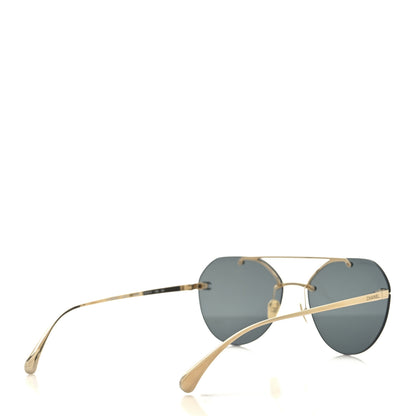 Chanel Titanium CC Pilot Aviator Sunglasses 4272-T Black Gold 4 of 6