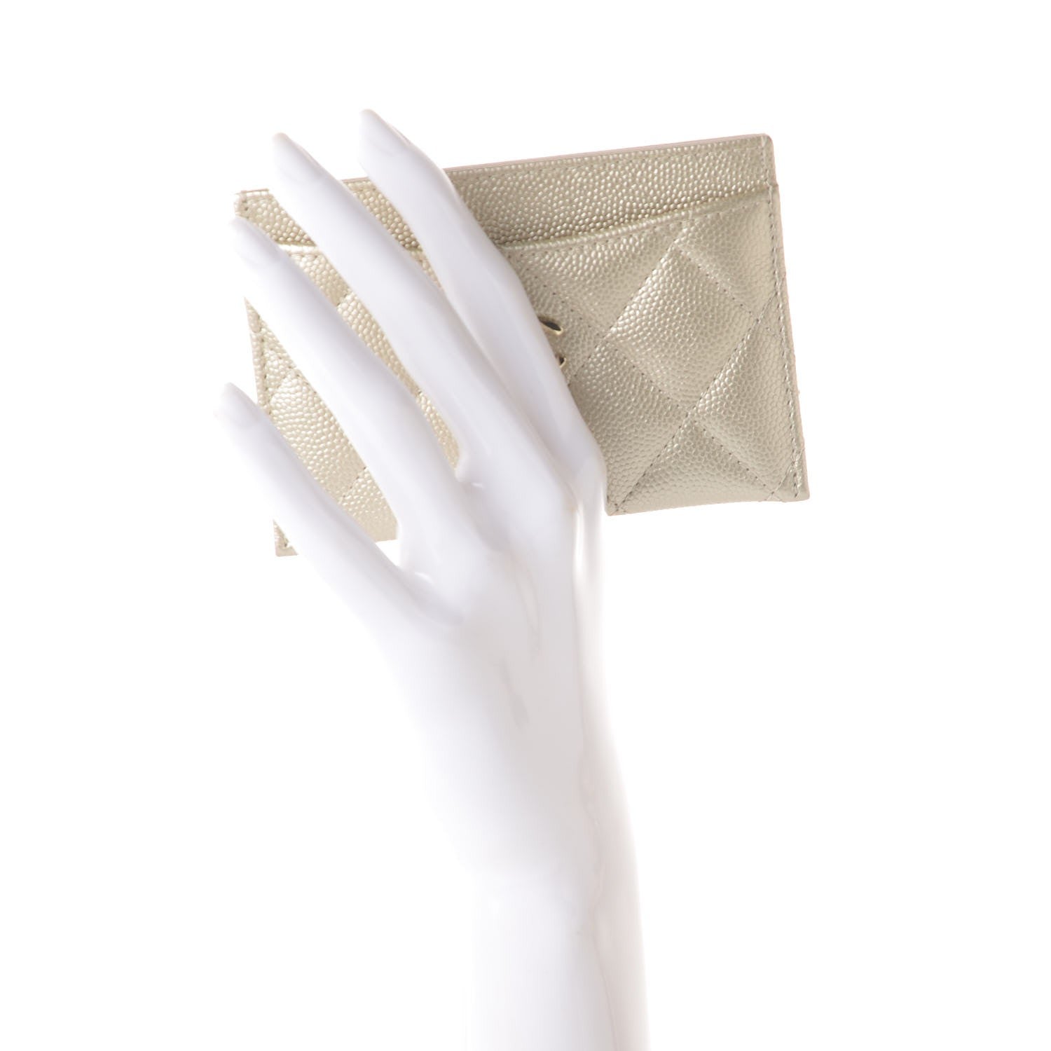 Chanel Metallic Caviar Quilted Card Holder Light Gold 2 of 9