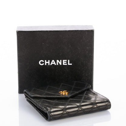Chanel Calfskin Diamond Stitched Compact Wallet Black 4 of 8