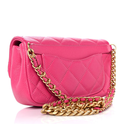 Chanel Caviar Quilted Chain Melody Waist Belt Bag Dark Pink 2 of 9