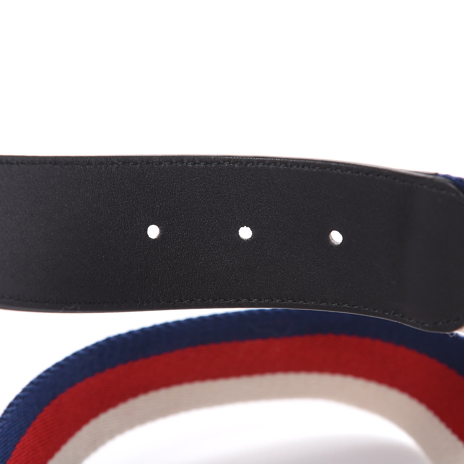 Gucci Nylon Calfskin Sylvie Web Double G 40mm Belt 85 34 Mystic White Hibiscus Red Maritime Black 4 of 5