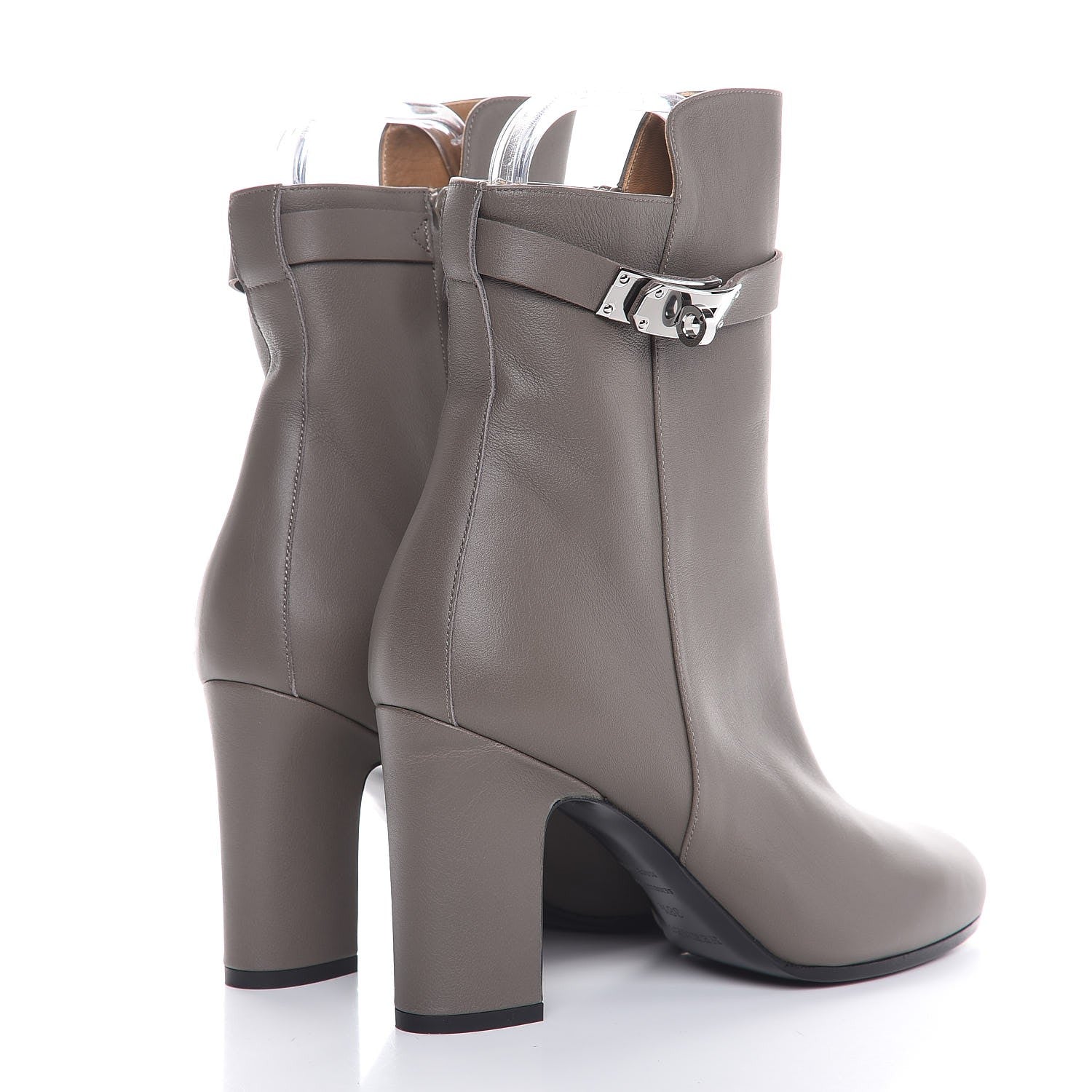 Hermes Calfskin Joueuse Ankle Boots 38.5 Etain 4 of 10