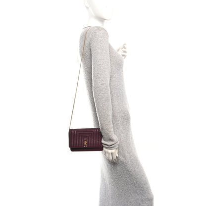 Fendi Shiny Nappa Trapuntata Dotcom Tube Wallet On Chain Bordeaux 2 of 13